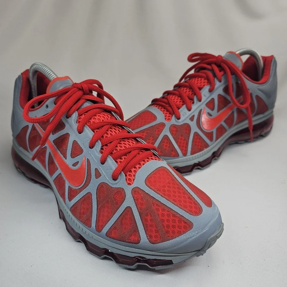 Nike Air Max 2011 Men's 8.5 Stealth Gray Red Running Shoes Sneakers 429889-006